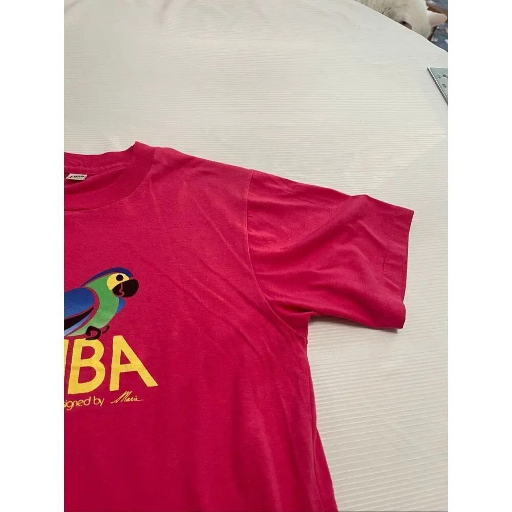 Artesala Prikichi Aruba Vintage 80s Pink Single Stitch T-Shirt Size M/L See Meas